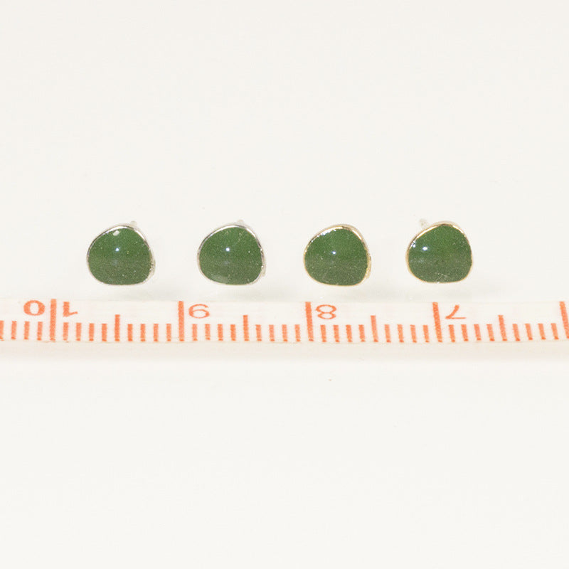Geometric Green Enamel Stud Earrings