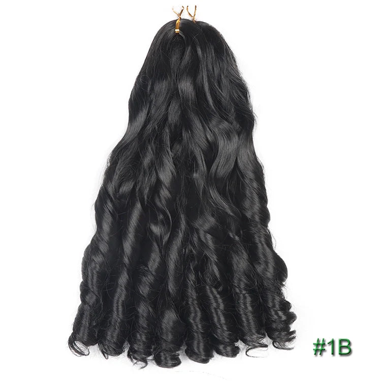 55cm Spiral Curly Braid Crochet Hair - French Curl Loose Wave Wig - Heat Resistant Synthetic Hair
