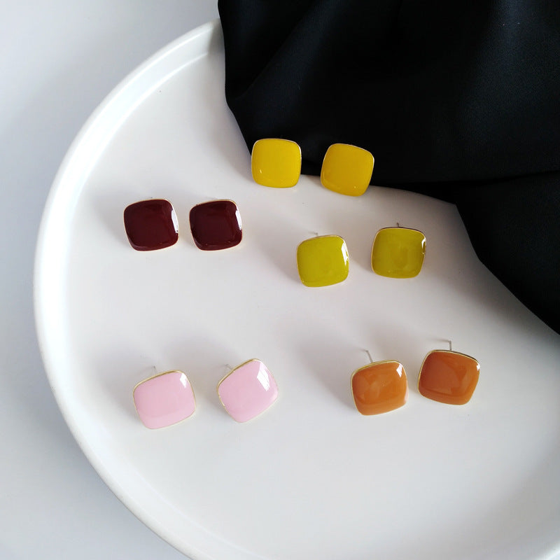 Geometric Enamel square Earrings