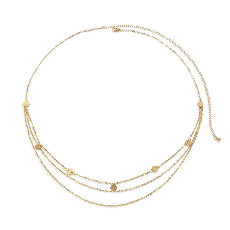 Sexy Metal Thin Body Chain Belts Sexy Simple Sequin Pendant Body Chain