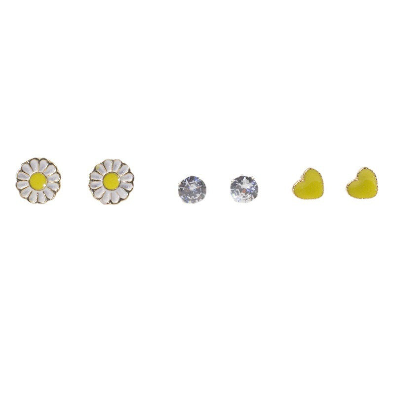 Daisy flower stud earrings set