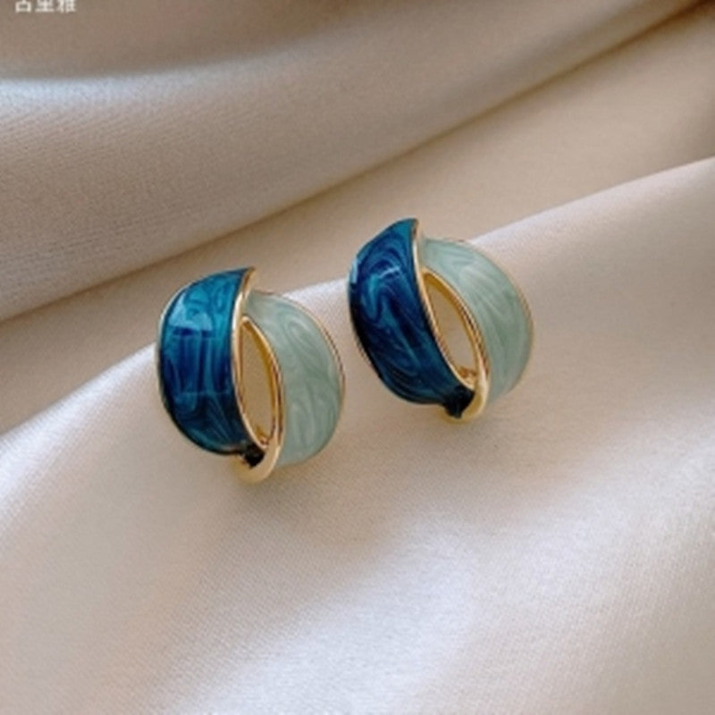 Double Arc Cross Enamel Stud Earring