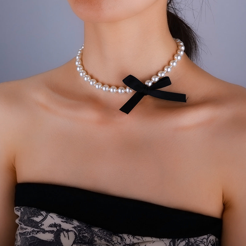 Black Ribbon Choker Necklace for Women