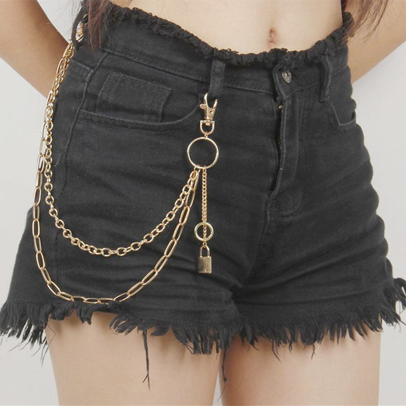 Hip Hop Punk Hollow Out Lock Pendant Chain