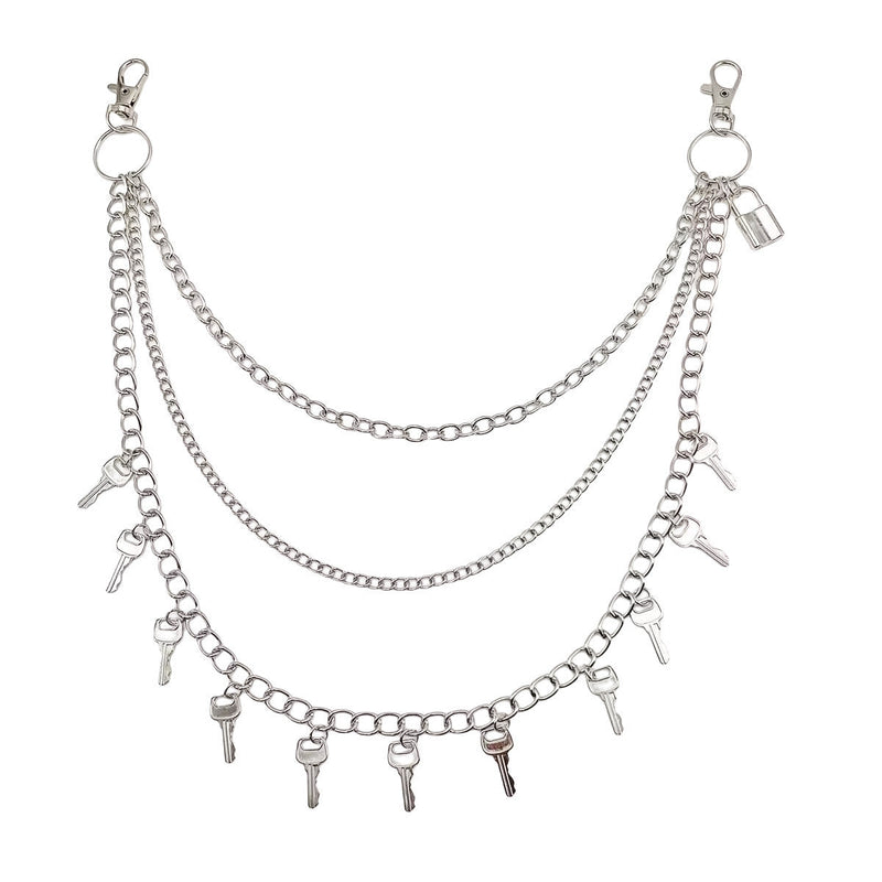 Vintage Metal Key Pendant Multi-layer Waist Chain