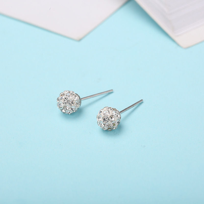 Crystal Rhinestones Round Ball Stud Earrings