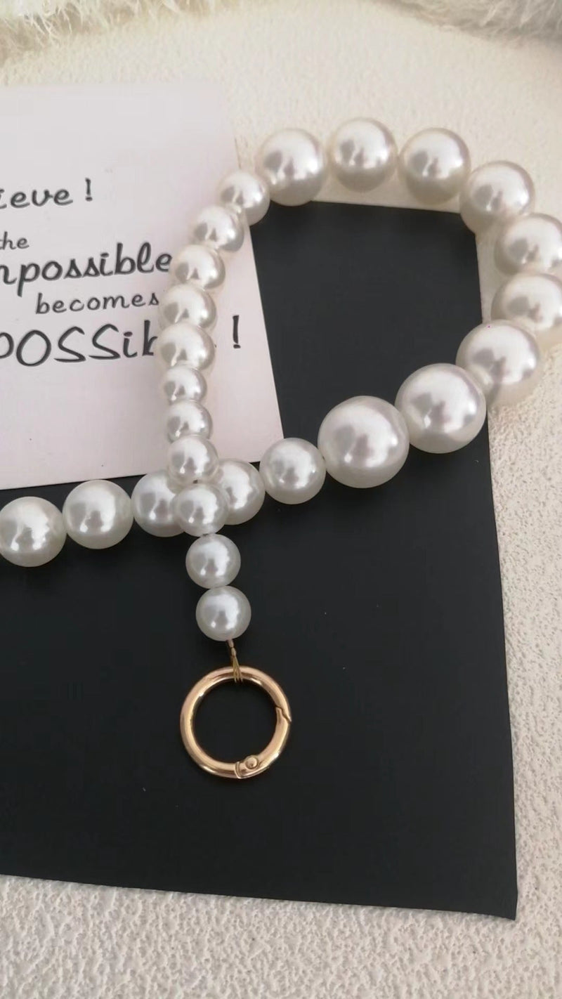 Large Pearl Beaded Chain Shoulder Strap Bag Cute Accessories