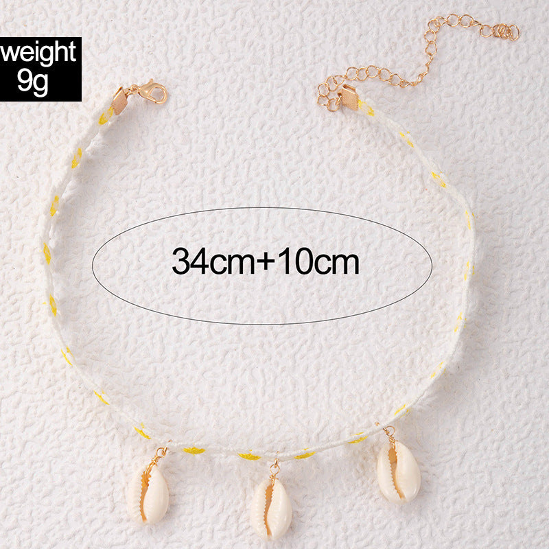 Sea White Puka Shell Choker Charm Necklace