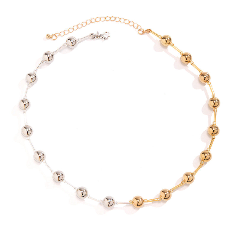Women CCB Beads Imitation Pearl Collar Choker Necklace