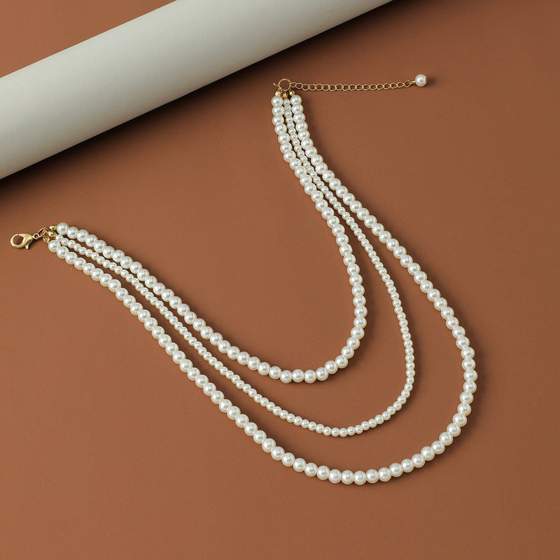 White Faux Pearl Choker Necklace