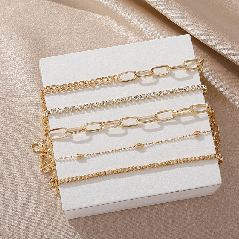 Classic Round Rhinestone Chain Buckle Bracelet