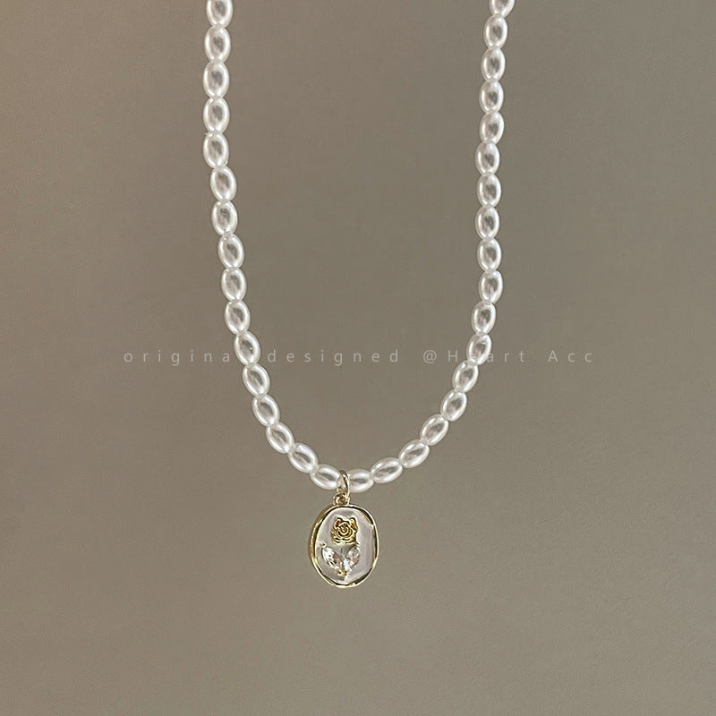 French Rose Pearl Necklace