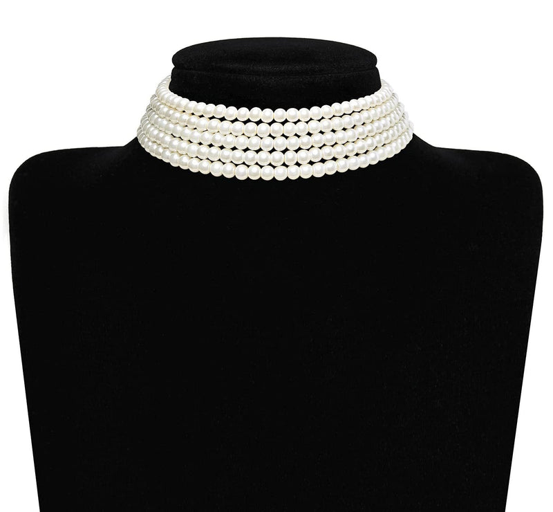Layered Choker Pearl Necklaces Jewelry Set