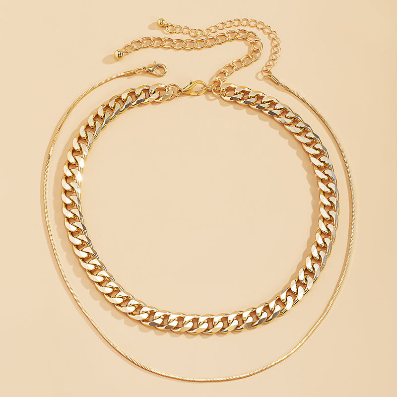 Double Layered Cuban Link Chain Necklaces