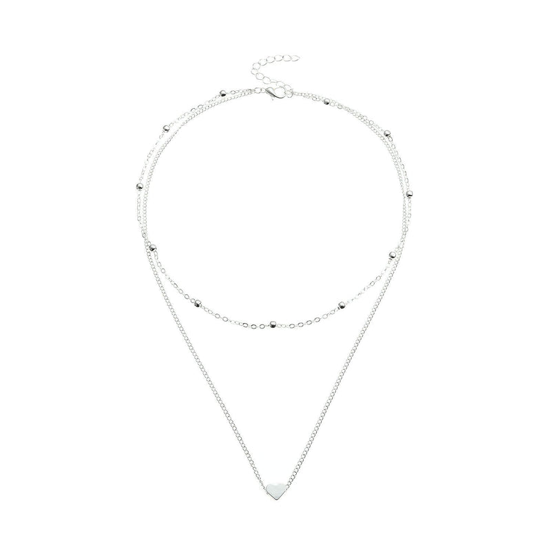 Women Necklaces Pendants 3 Multi Layer Heart Tassel Charm