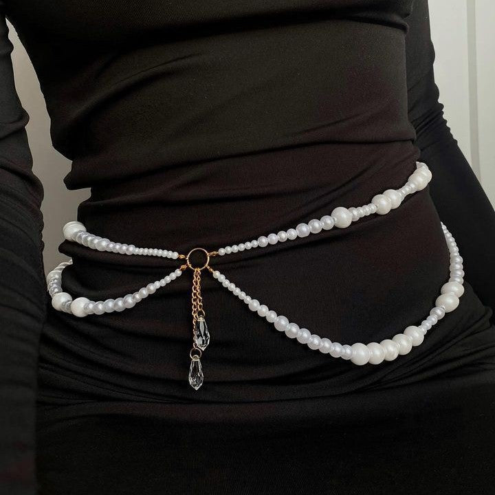 Sexy Waist Chain with Imitation Pearl Multi-Layer Beaded Chain Belt