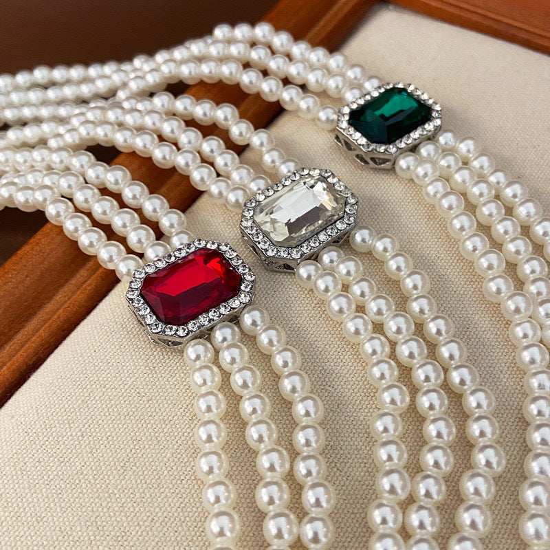 Round Bead Multi-layer Pearl Choker Necklace Jewelry