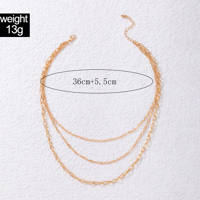 Simple Three Layer Snake Bone Chain Necklace