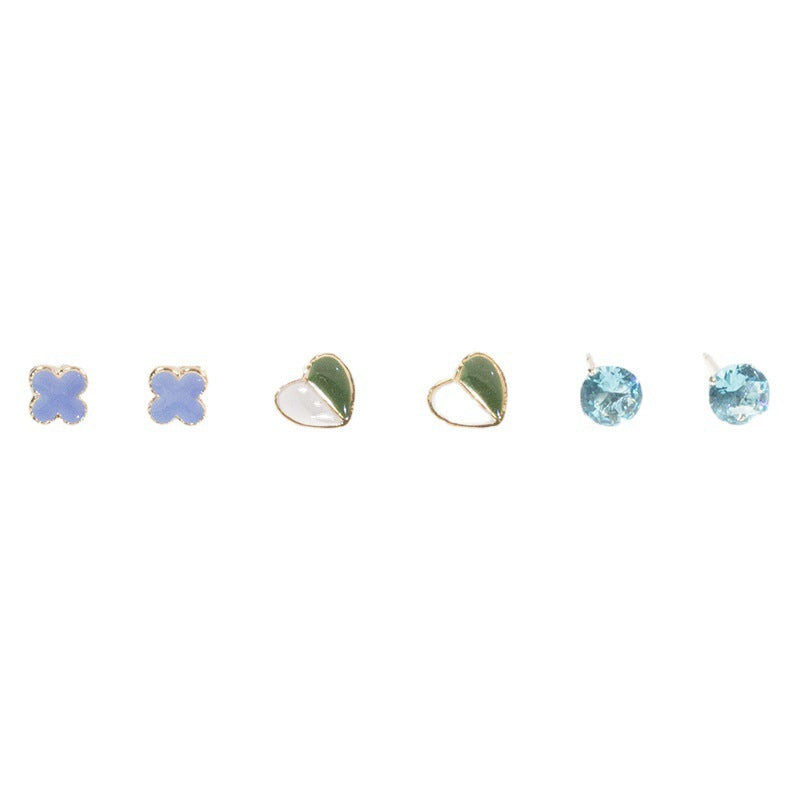 Love four-leaf clover zircon stud earrings set