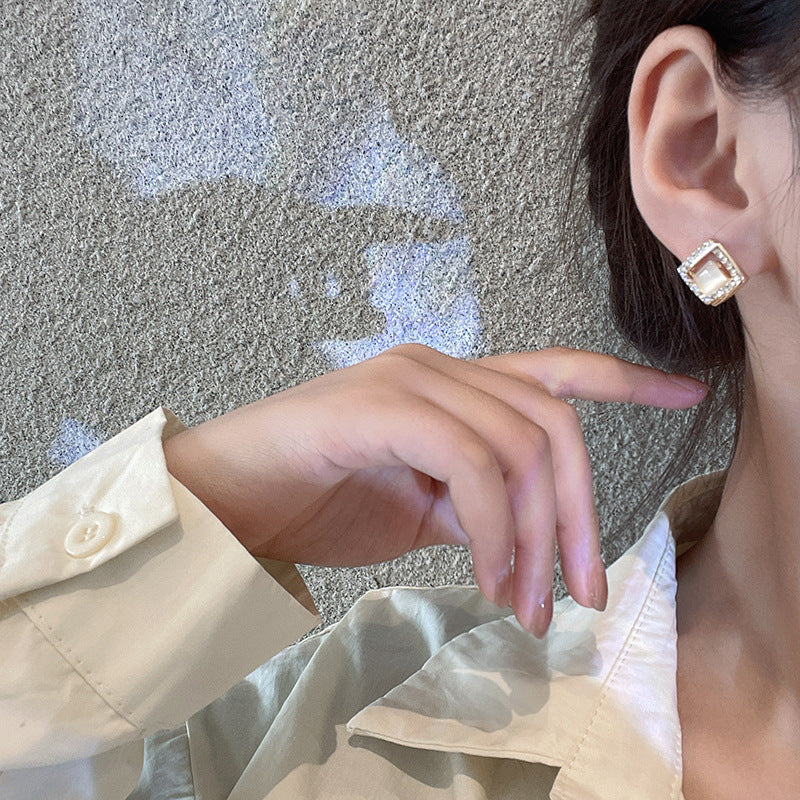 Opal Earrings Geometric Square