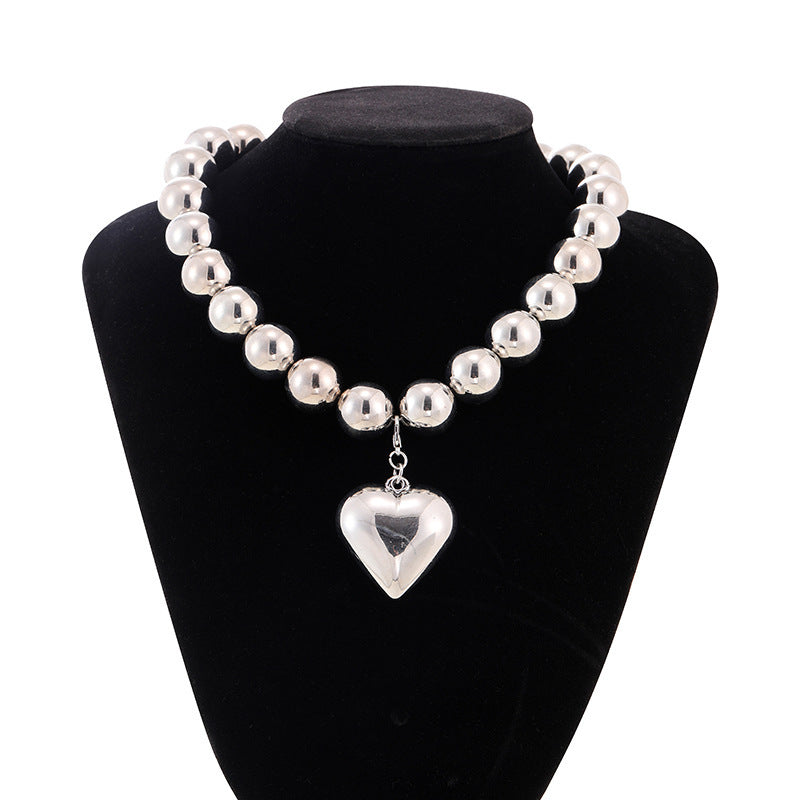 Exaggerated Geometric Bead Women Pearl Necklace