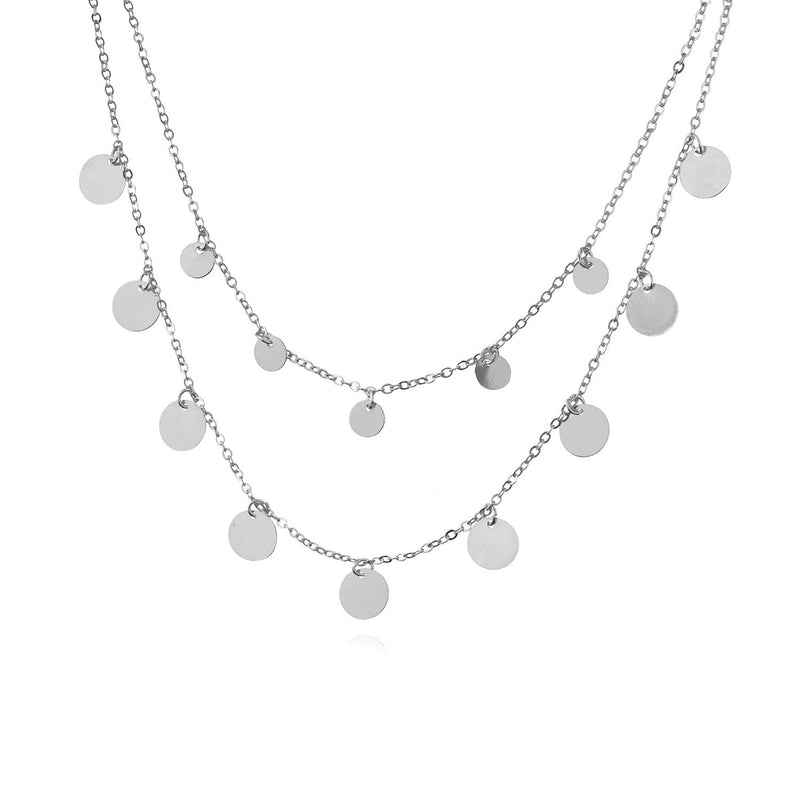 Disc Layered Chain Choker Necklaces