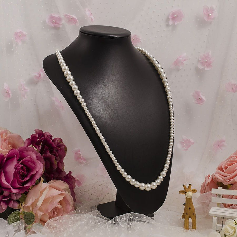 Round Glass Imitation Pearl Necklace Wedding