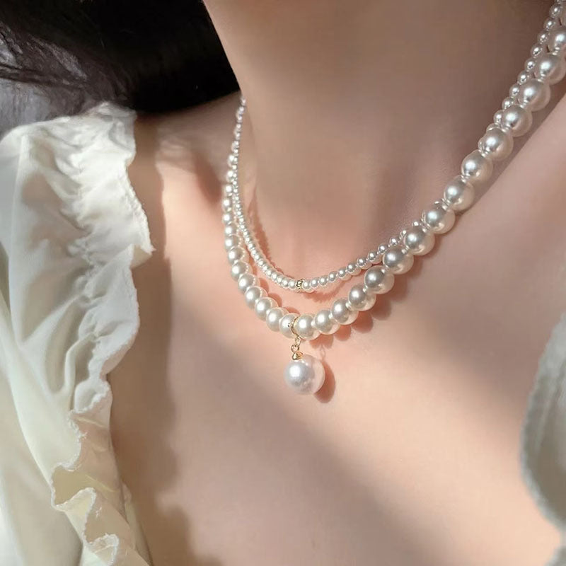 Vintage Multi Strands Pearl Pendant Necklace