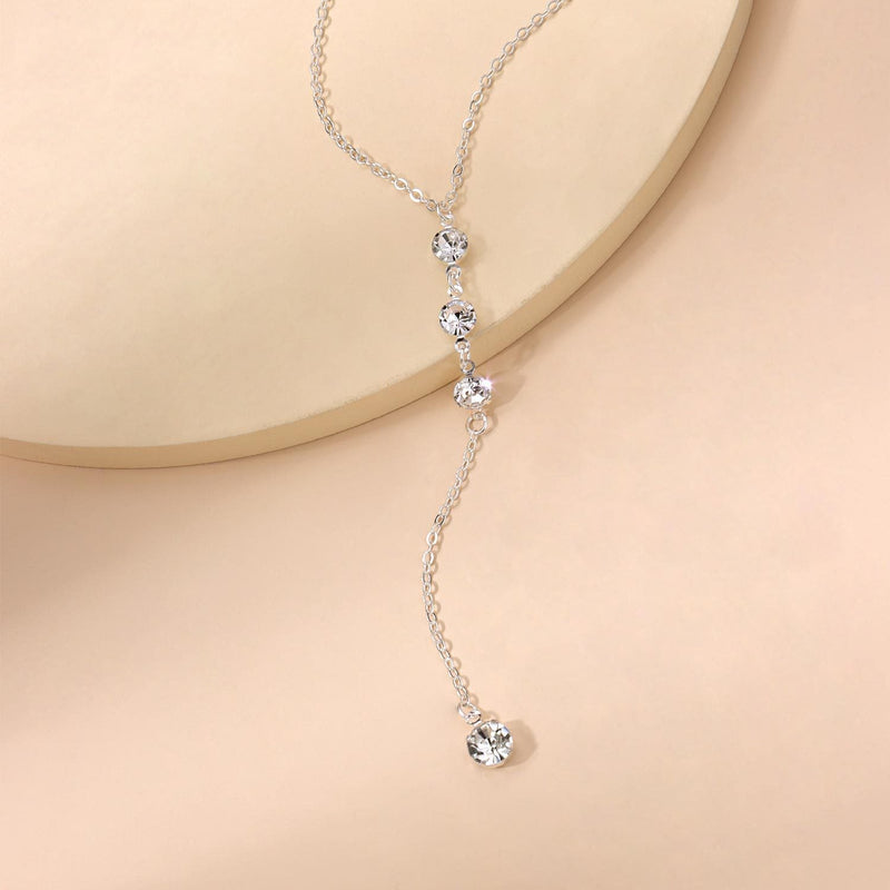 Long Chain Zircon Charm Necklace for Women