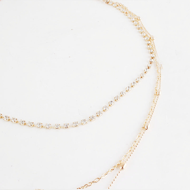 Long Multilayer Beads Chain Pendant Pearl Necklace