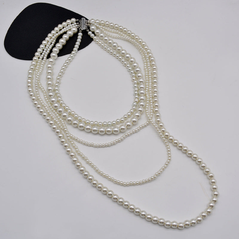 Ladies Multi Layer Necklace Pearl Bead Chain Design