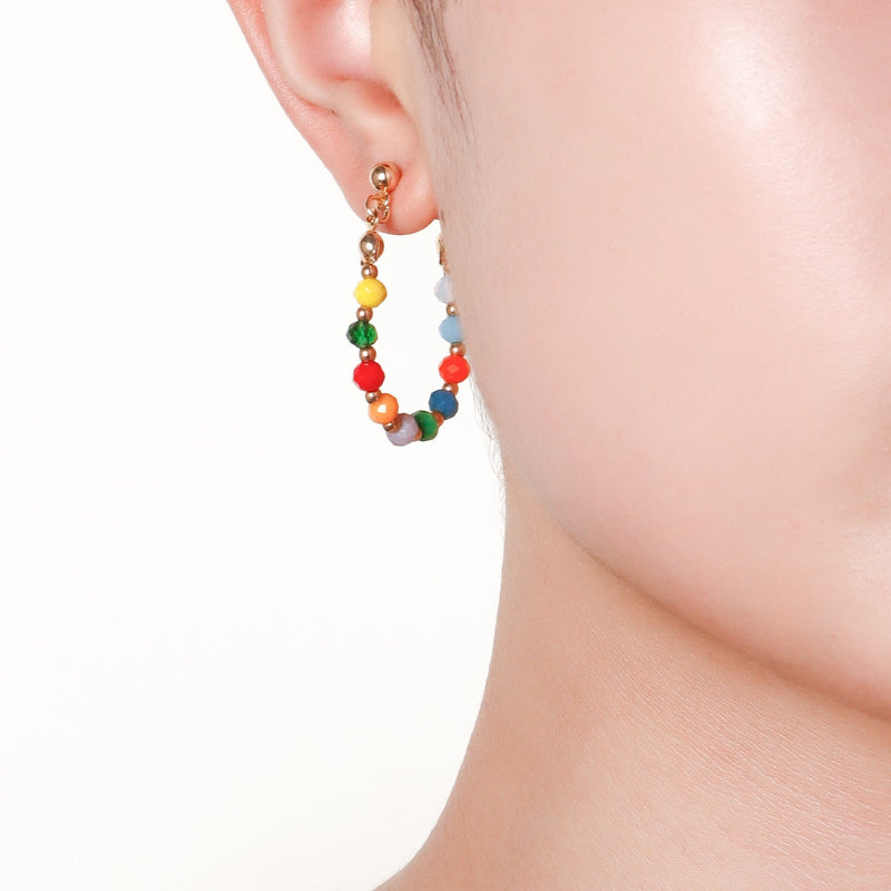 Bohemian Colorful Beaded Hoop Earrings