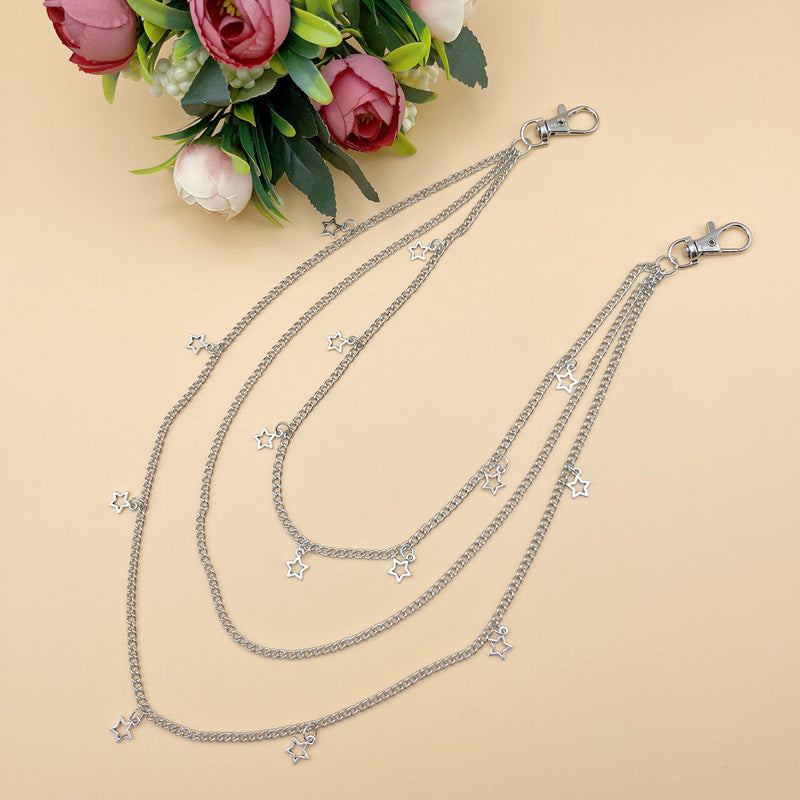 Vintage Metal Key Pendant Multi-layer Star Waist Chain