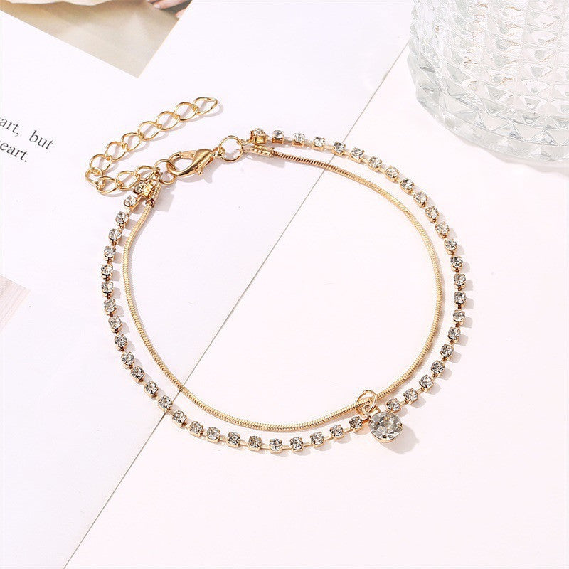 Bling Crystal Tennis Link Chain Anklets Jewelry