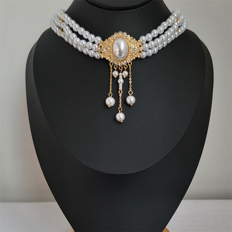 Elegant Vintage Oval Imitation Pearl Fringe Necklace
