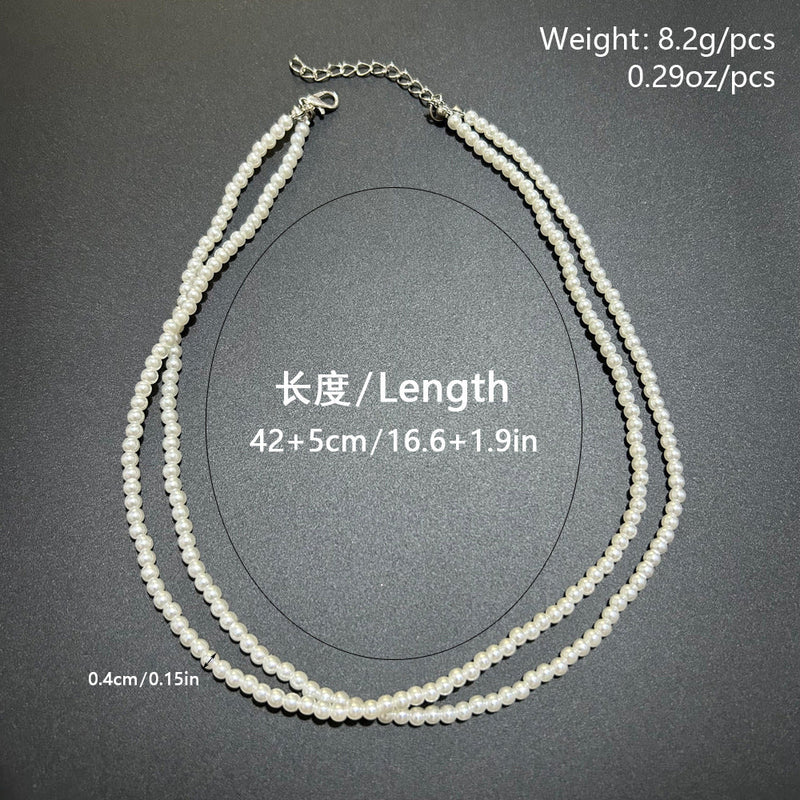 Vintage Layered Pearl Choker Necklace Double Strand Pearl Necklace