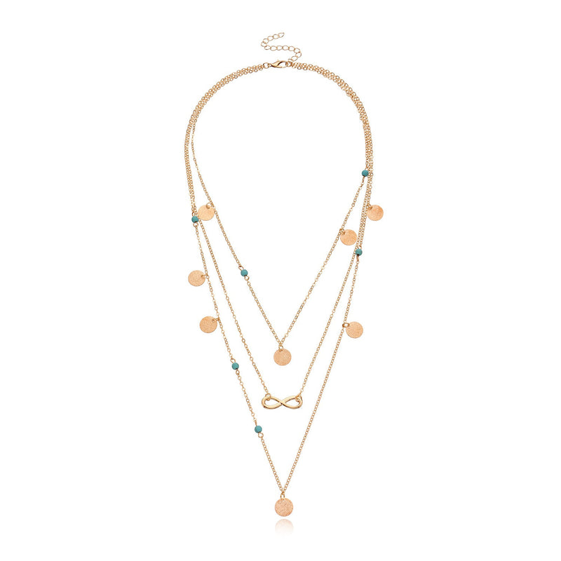 Round Sequin Turquoise Beads Pendant Necklace