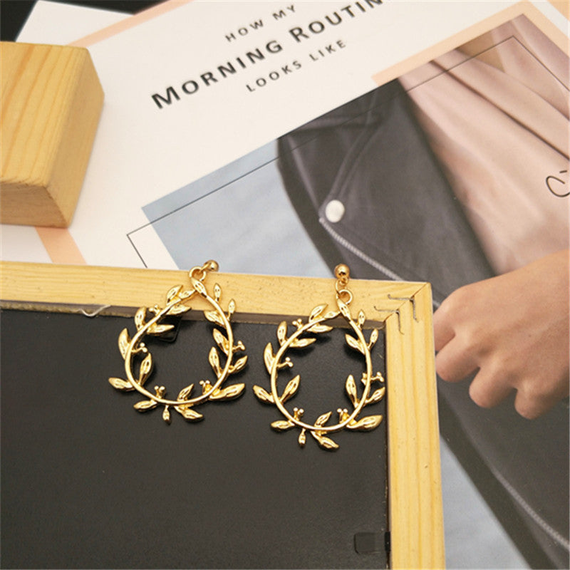 Leaf Laurel Wreath Dangle Earrings
