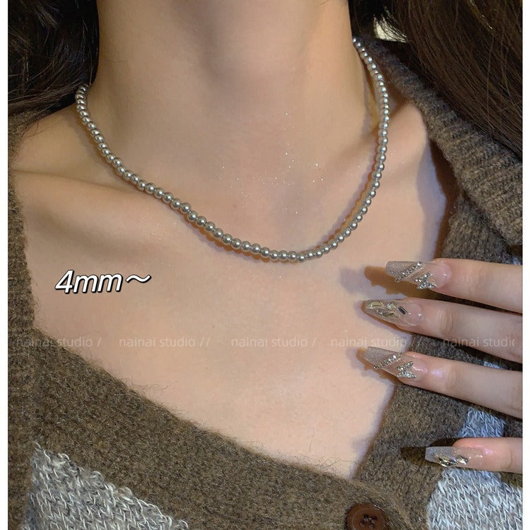 Gray Glass Pearl Fashion Necklaces for Gift