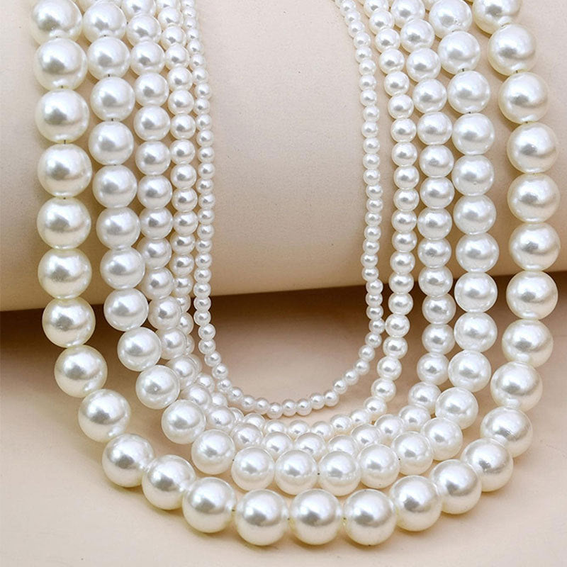 Vintage Jewelry Stacked Baroque Pearl Bead Choker Necklace