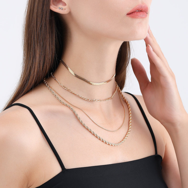 Multi layer Chain Necklace Punk Popular Short Choker
