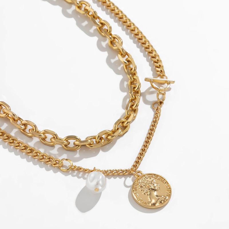 Popular Multi-Layer Necklace Gothic Baroque Pearls