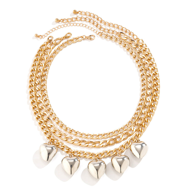 Multilayer Big Peach Heart Pendant Necklace