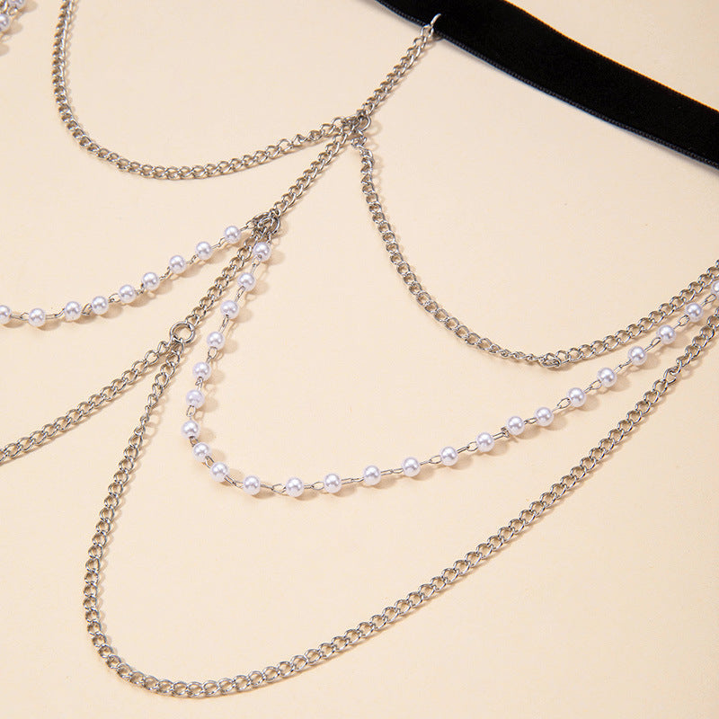 Vintage Women Multi-Layer Body Chains Elastic Lace Rope Leg Chain