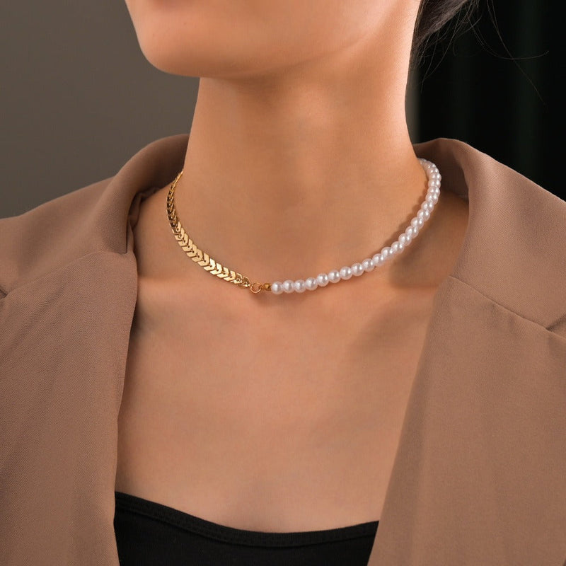 Elegant Pearl Chain Necklace