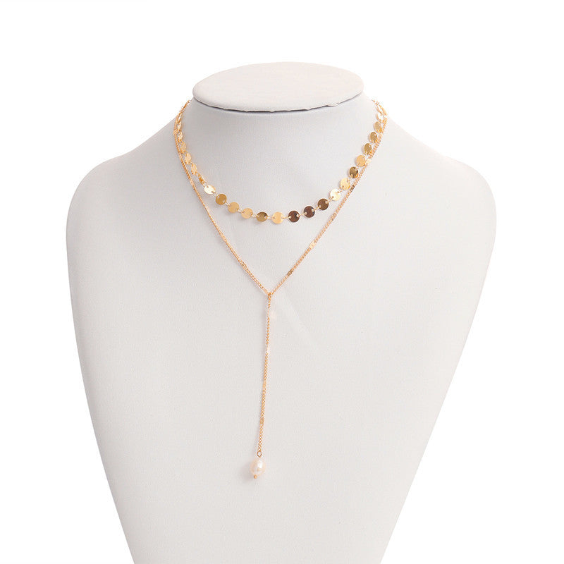 Disc Double Layer Chain Necklace