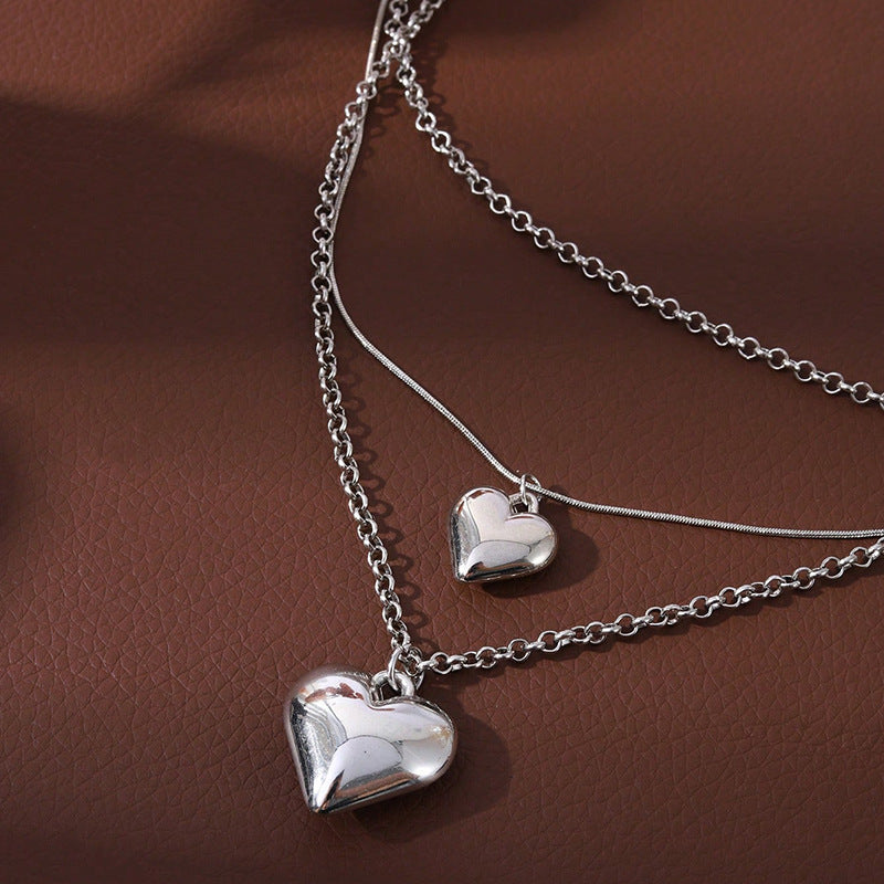 Heart Pendant Jewelry Necklace Multi Layer Necklace