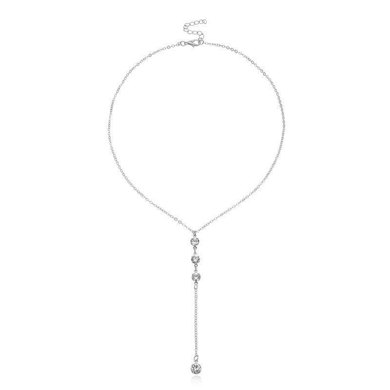 Rhinestone Chain Women Tassels Necklace