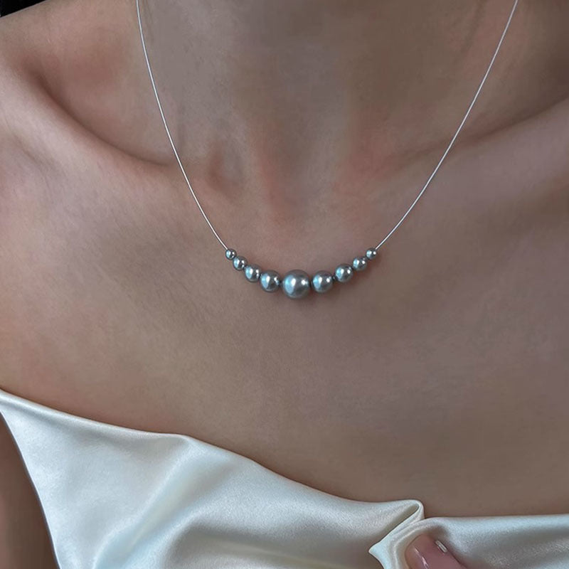 Pearl Pendant Steel Wire Chain Necklace