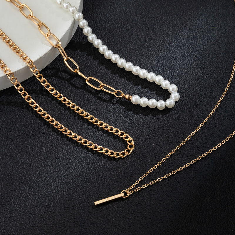 Fashion Multi-layered Chains Pearl Beads Necklaces